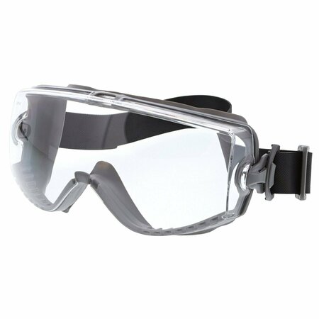 MCR SAFETY Glasses, Hydroblast HB3 Gray, Clear UV-AF Rubber, 12PK HB3120AF